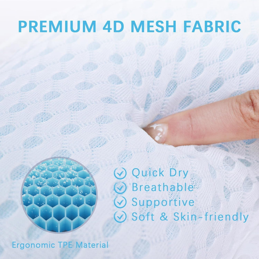 Bathtub Bath Pillows for Tub - Bathtub Pillow for Neck & Back Support with Ergonomic TPE, 4D Mesh Upgraded Bath Tub Pillow Headrest with 3 Strong Suction Cups & Hook, Bathroom Accessories, Spa Gifts