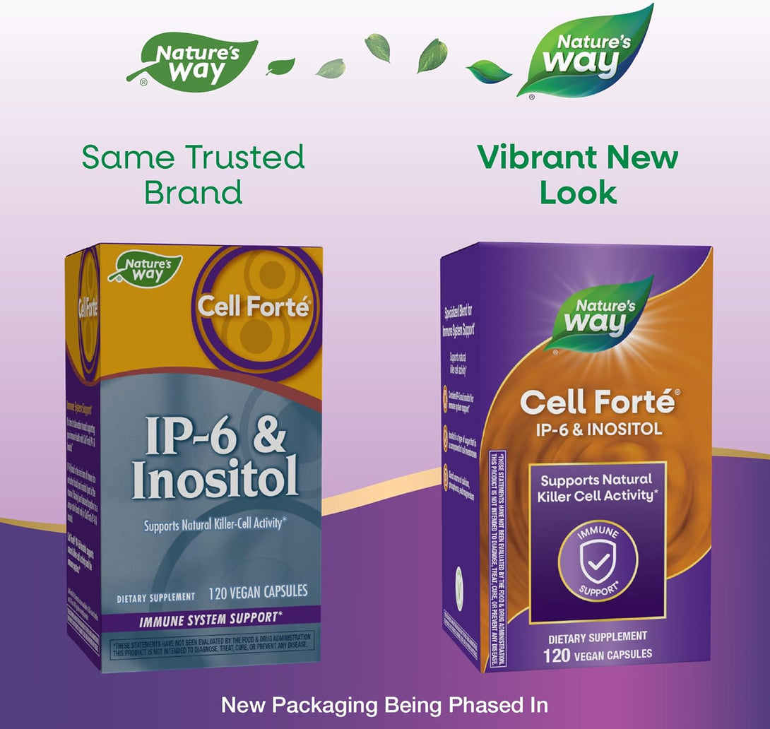 Nature'S Way Cell Forté IP-6 & Inositol, Supports Natural Killer Cell Activity*, Immune Support*, Gluten-Free, Vegan, 120 Capsules (Packaging May Vary)