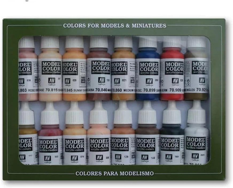 Vallejo - Model Color Face & Skin Tones Set | 16 Bottles X 17 Ml (0.57 Fl.Oz.)