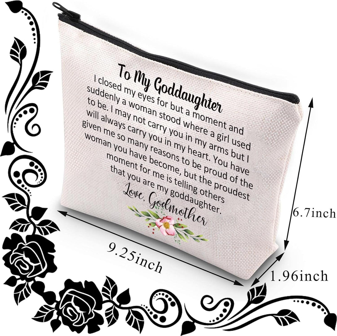 BDPWSS Goddaughter Makeup Bag Goddaughter Gift from Godmother Goddaughter Baptism Gift I Closed My Eyes for a Moment Goddaughter Graduation Cosmetic Bag (Closed Eye Goddaughter)