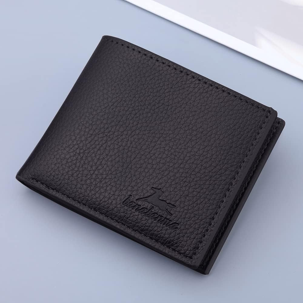Slim Wallet for Men with Money Clip, Minimalist Zipper, Bifold Mens Wallets Credit Card Holder, PU Leather Men'S Coin Purse, Carteras Para Hombres (Black) WANFORD-0002