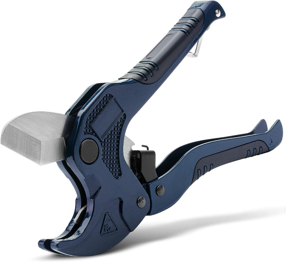 Bates- PVC Pipe Cutter, Cuts up to 1-5/8", Navy Blue Ratcheting PVC Pipe Cutter Tool, Pipe Cutters PVC Pipe Shears, Plastic Pipe Cutter, PEX Pipe Cutter, PVC Cutter Tool, PVC Ratchet Cutter