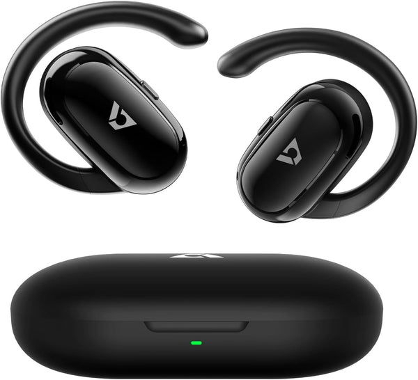 1Mii Open Ear Headphones, Wireless Sports Earbuds 60 Hours Long Playtime with Charging Case, Snug Fit Bluetooth Earbuds with Rotatable Ear Hooks, ENC Clear Calls Premium Sound IPX4 Waterproof ï¼ˆBlackï¼‰