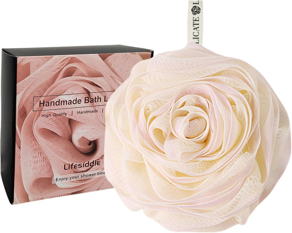 Loofah-Bath-Sponge-Extra Large-75G, Shower Body Wash for Women, Soft Mesh Color Puff, Stylish Gift Box, Cleansing Body Scrubber for Women: Skin Soothing Exfoliation