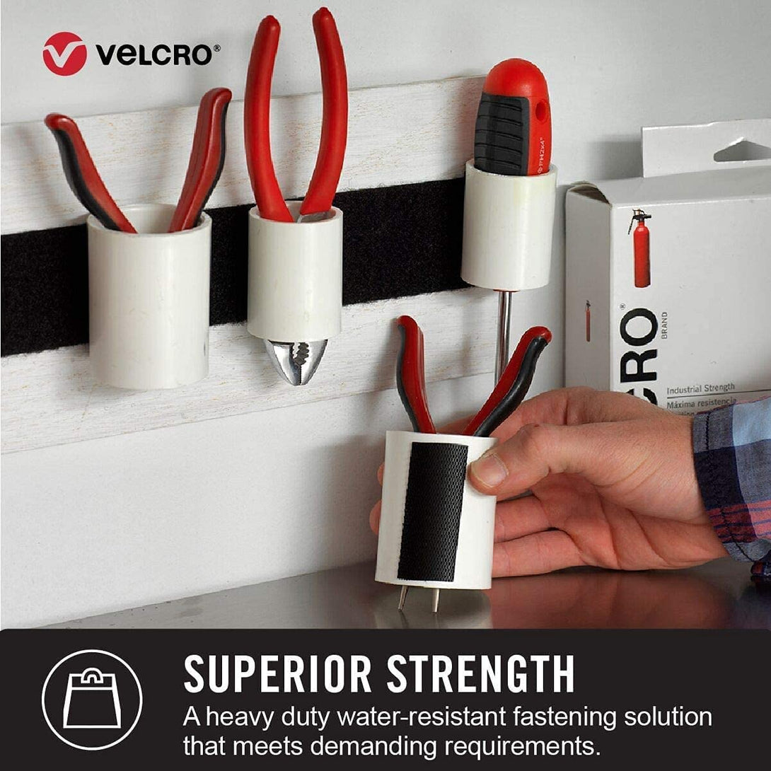 VELCRO Brand Heavy Duty Tape | 16 Foot Roll | Strong Sticky Back Adhesive Holds up to 10 Lbs | Industrial Strength Fasteners for Indoor or Outdoor Use | 1-1/2In Width, Black (VEL-30838-USA)