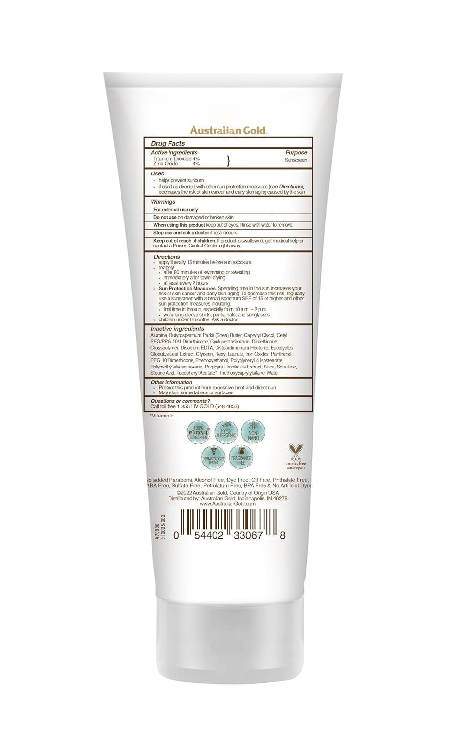 Australian Gold Botanical SPF 50 Tinted Mineral Sunscreen for Face, Non-Chemical BB Cream, Water-Resistant, Matte Finish, for Sensitive Facial Skin, Medium to Tan Skin Tones, 3 FL Oz