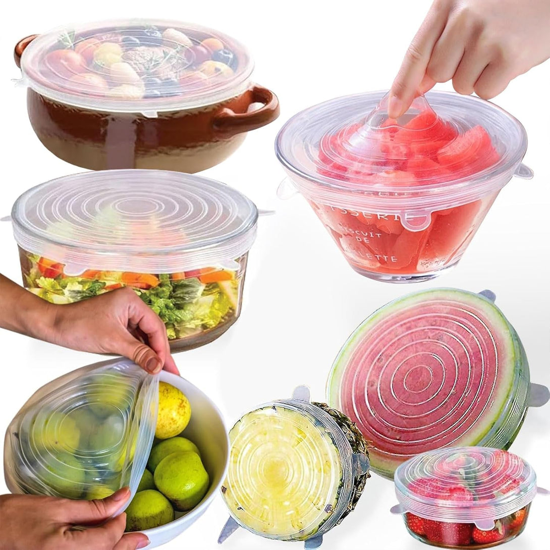 7-Piece Silicone Stretch Lids - Reusable Premium Silicone Stretch & Seal Lids for Most Containers