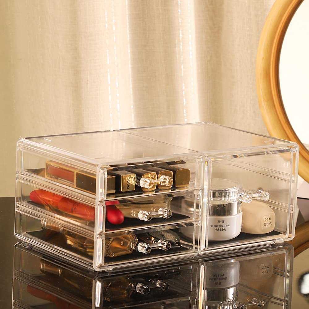 Cq Acrylic Makeup Organizer with 9 Drawers,Large Capacity Countertop Organizer for Vanity,Bathroom and Bedroom Desk Cosmetics Organizer for Skin Care,Brushes, Eyeshadow, Lotions, Lipstick, Nail Polish