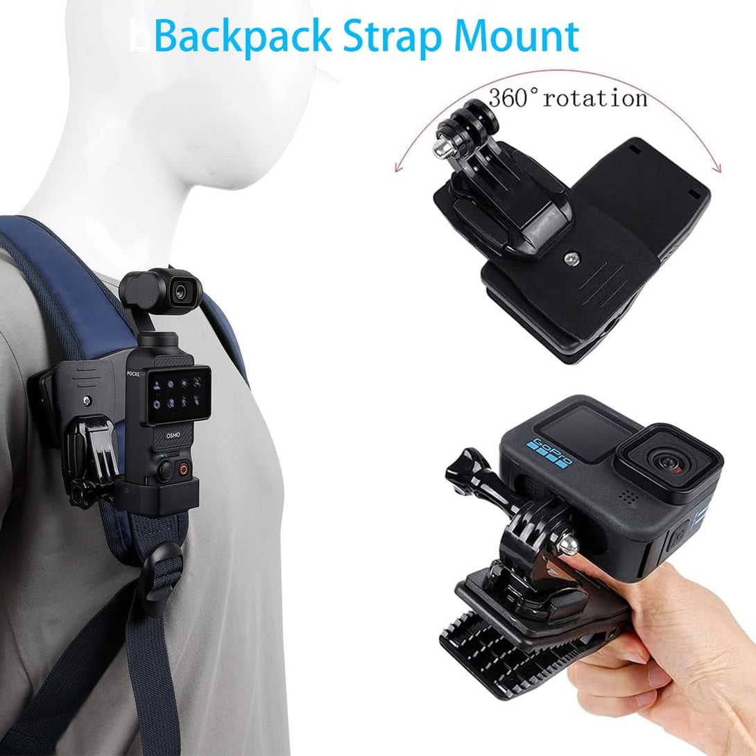 Pellking Accessories Kit for DJI Osmo Pocket 3,New Quick Release Head Strap Mount + Chest Mount Harness + Backpack Clip Holder + 360°Rotating Wrist Strap