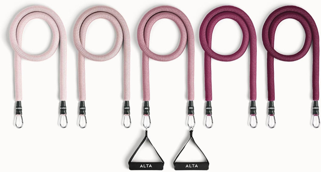 ALTA Resistance Tube Bands for Women - Full Kit Resistance Bands for Working Out with Handles, Ankle Straps, Door Anchor – Home Workout Bands for Physical Therapy, Pilates Long Exercise Bands Set
