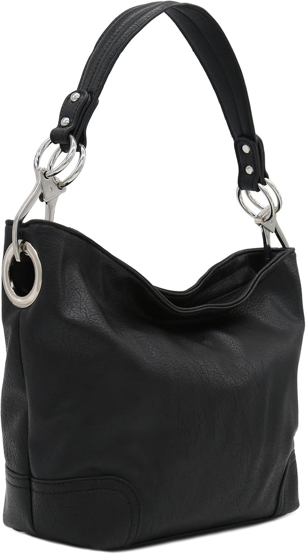 Hobo Shoulder Bag with Big Snap Hook Hardware