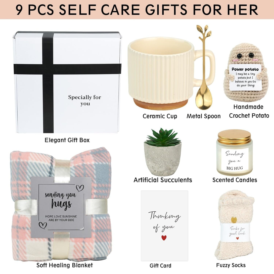 Self Care Gifts for Women, Inspirational Get Well Soon Gift Baskets for Women, Get Well Gifts Care Package for Woman after Surgery, Thinking of You Encouragement Surgery Recovery Gift for Woman