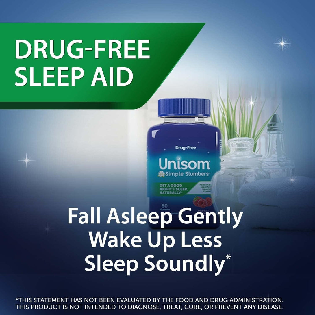 Unisom Simple Slumbers Drug-Free Sleep Aid Gummies, Melatonin 5Mg, Sleep Support for Adults, Midnight Raspberry Flavor, 120 Count