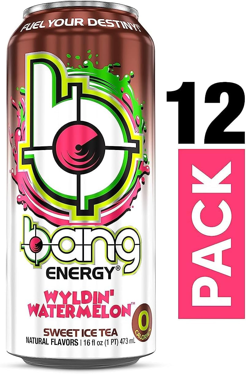 Bang | Potent Brain & Body Fuel - Creatine, EAA Aminos, Ultra Coq10; Pre and Post Workout; Sugar Free, Zero Calories; Energy & Performance | Wyldin' Wateremelon Sweet Ice Tea, (12) Cans