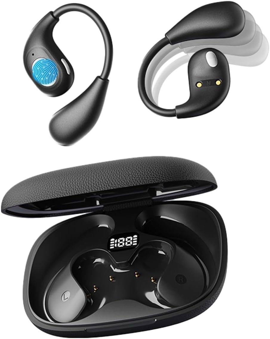 AI Translation Earbuds Real Time,Ows 3-In-1 Open-Ear Translating Ear Buds,144 Language Translator Earbuds with Ios & Android for Business and Learning - Black