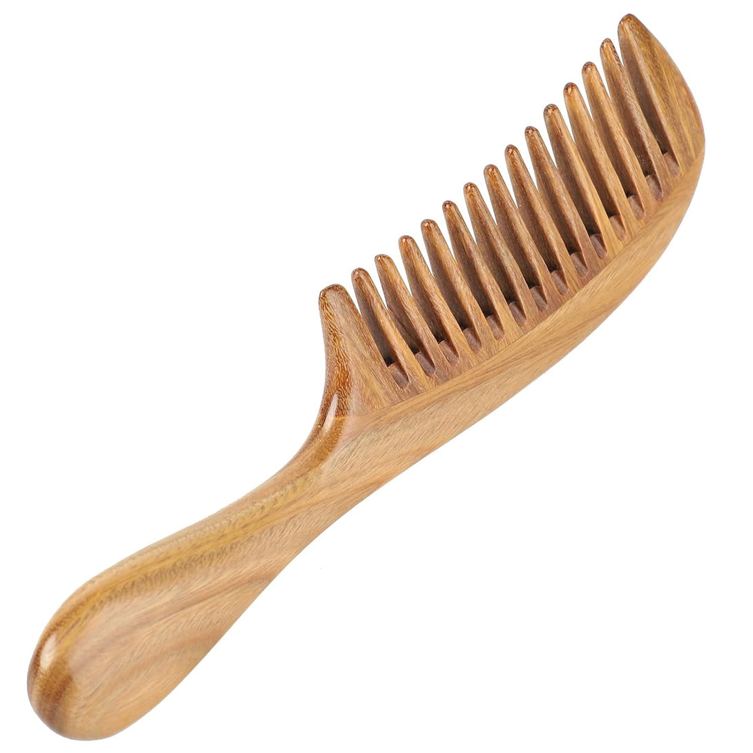 Onedor Handmade 100% Natural Green Sandalwood Hair Combs - Anti-Static Sandalwood Scent Natural Hair Detangler Wooden Comb (Wide Tooth),1 Count (Pack of 1)