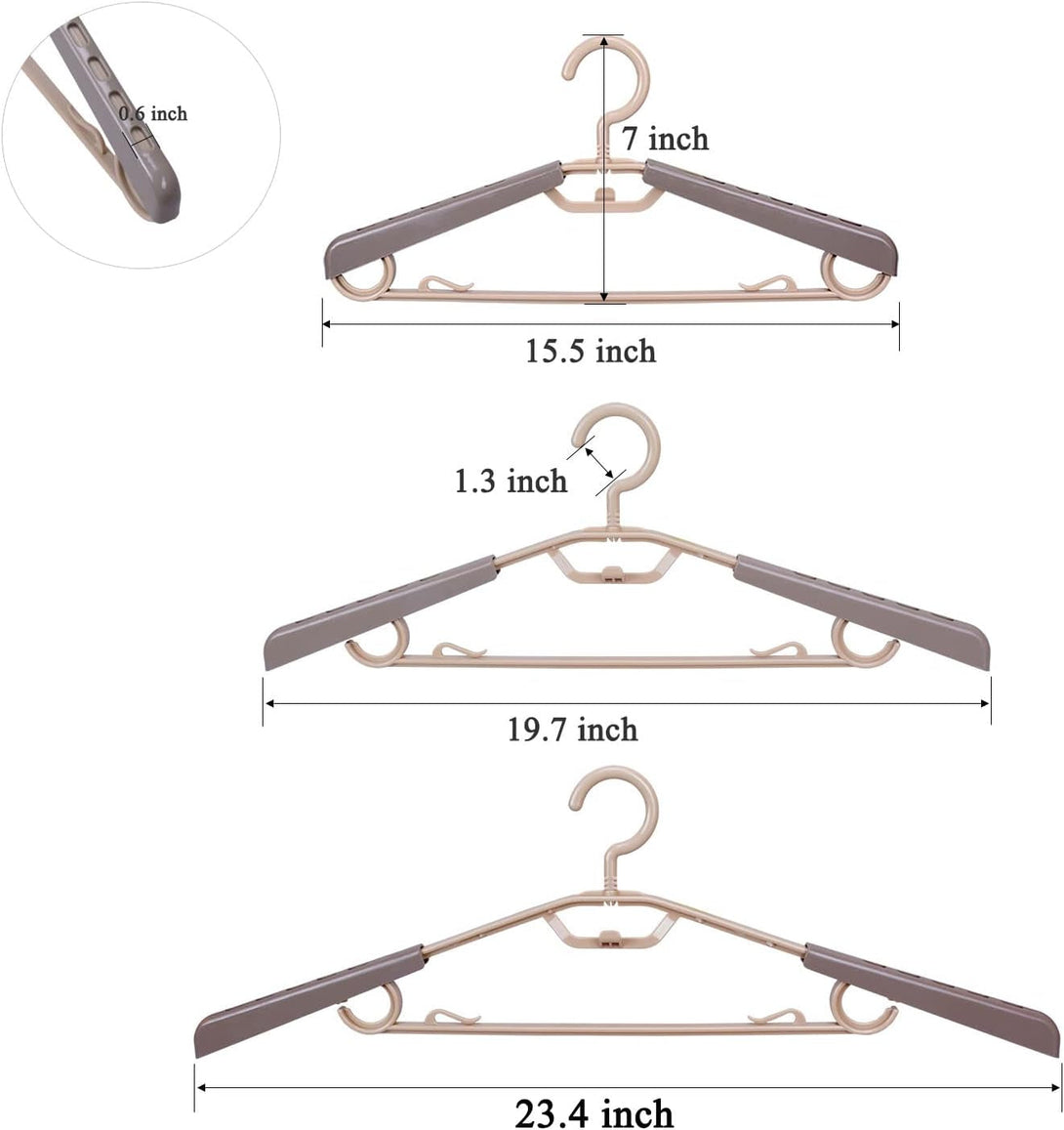 6-Pack Heavy Duty Plastic Extra-Wide Arm 15"-23" Suits Clothes Hangers with Swivel Hooks,Perfect for Coat,Jacket,Dress,Shirt,Trousers or Closet Space Saving,Grey&Tan