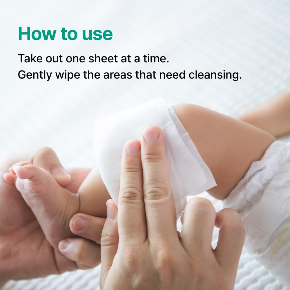 GREEN FINGER Mild Sun Cleansing Tissue 30 Count (6 Packs of 5), Gentle Baby Wipes for Sensitive Skin, Removes Sunscreen Easily, Natural Organic Makeup Remover Wipes with Aloe Vera, Korean Skincare