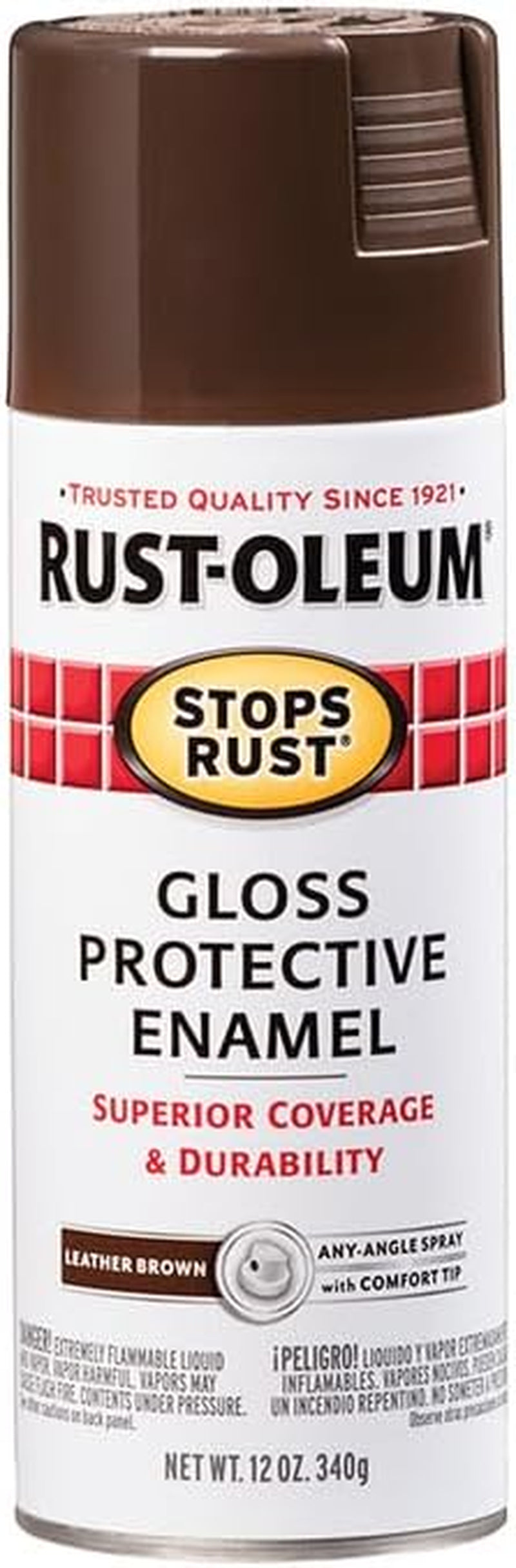 Rust-Oleum 7775830 Stops Rust Spray Paint, 12 Oz, Gloss Leather Brown