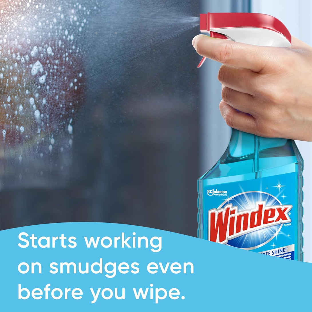 Windex Glass and Window Cleaner Spray Bottle, Packaging Designed to Prevent Leakage and Breaking, Surface Cleaning Spray, Original Blue Scent, 23 Fl Oz