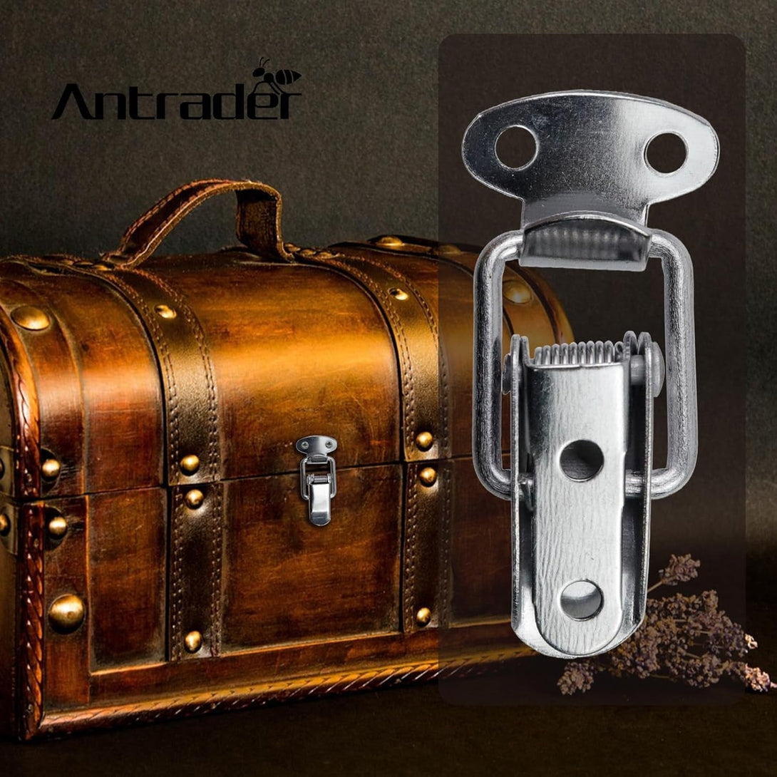Antrader Spring Loaded Buckle Latch Stainless Steel Toggle Hasp Lock for Wooden Case Toolboxes with Screws Pack of 6