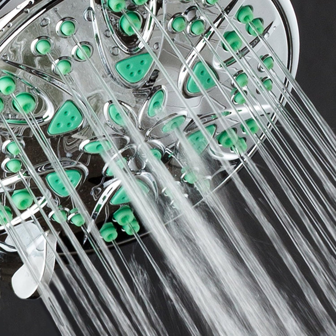 Aquadance Antimicrobial 6-Setting Shower Head, Aqua Green, 4"