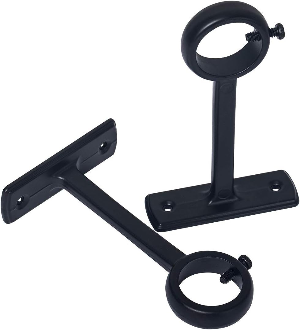 Kxlife Ceiling Mounted Curtain Rod Brackets, Heavy Duty Ceiling Bracket for 1 Inch Curtain Rod Holder(Set of 2, Black)