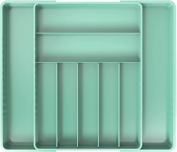 Simple Houseware Expandable Kitchen Drawer Flatware Organizer, Turquoise