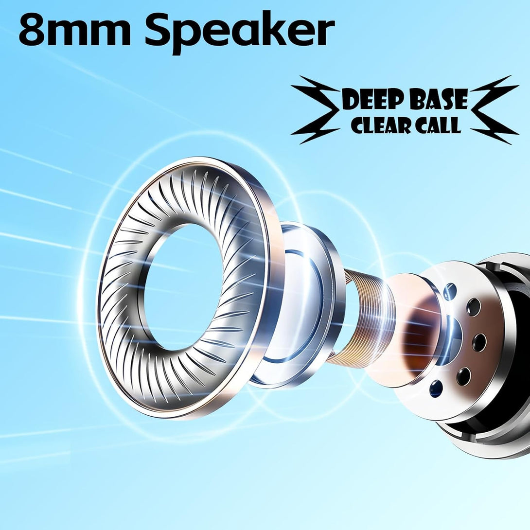 Wireless Earbuds In-Ear Headphones Bluetooth 5.3 with Built-In Mics Deep Bass Clear Call Ultralight Headsets up to 30H Play Time for Studying Workout Gaming