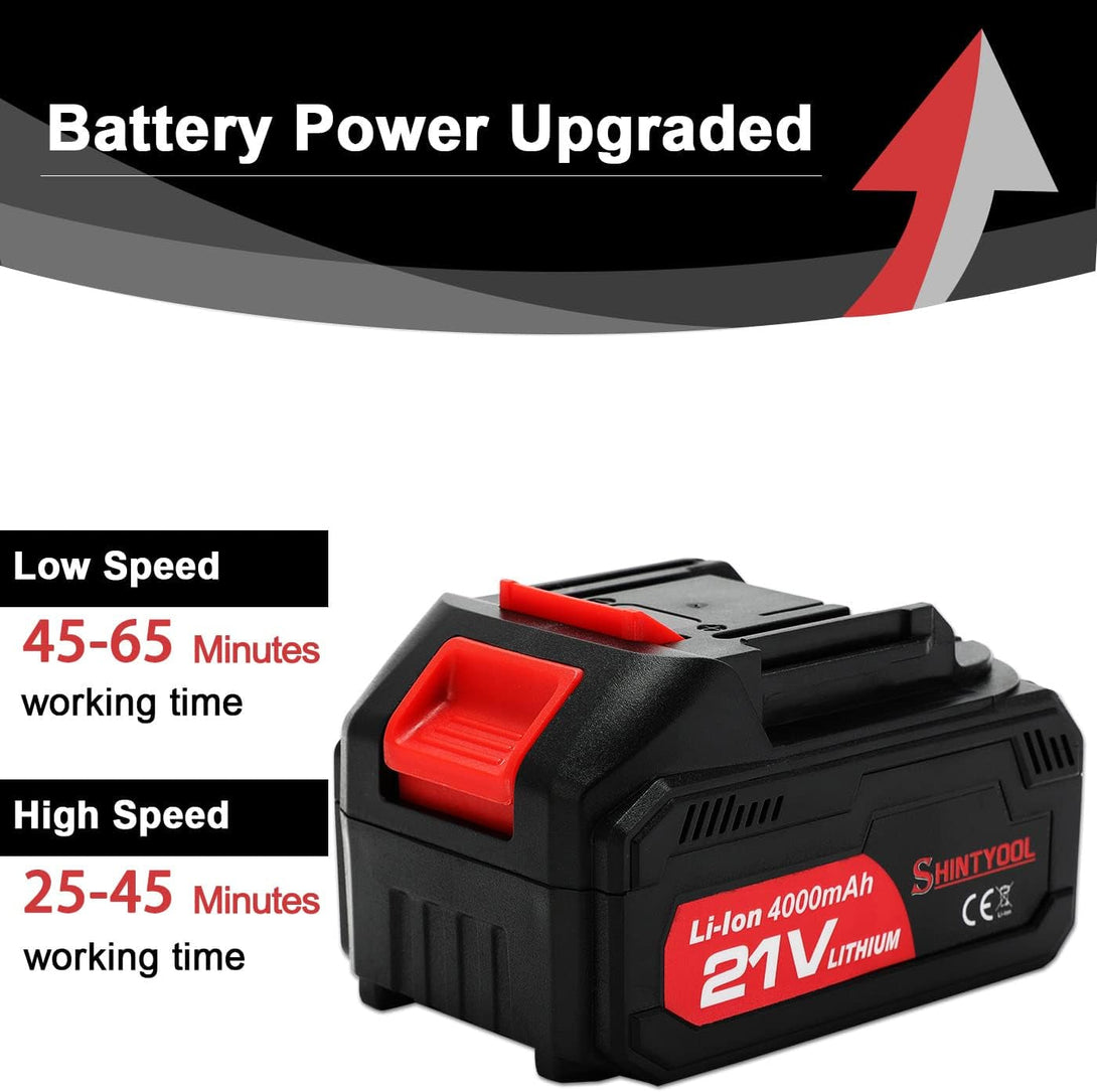 21V Lithium Battery - 4.0 Ah Battery with Charger Adapter Led Indicator Compatible with Leaf Blower