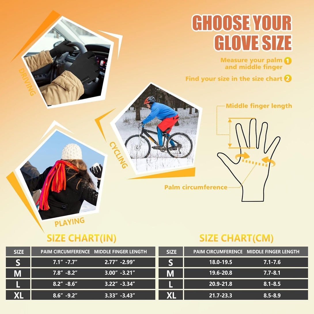 Ihuan Winter Waterproof Gloves for Men Women Snow Ski - Cold Weather for Running Cycling, Warm Thermal Touchscreen Finger