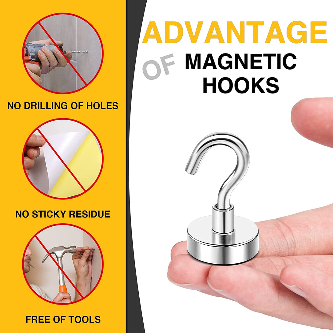 DIYMAG Magnetic Hooks, 30Lbs Strong Magnet Hooks for Kitchen, Home, Cruise, Workplace, Office and Garage, Pack of 10