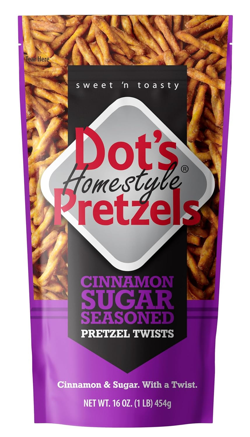 Dot'S Pretzels Cinnamon Sugar Seasoned Pretzel Twists, Healthy Kids Snacks, 16Oz Grocery Sized Bag