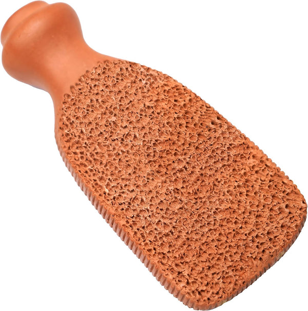 QUBA LINEN Pumice Stone for Feet - 2-Sided Terra Cotta Foot Scrubber, Professional Exfoliating Clay Stone for Feet Hands Body Care - Pumice Stone for Feet Callus Remover, Brown