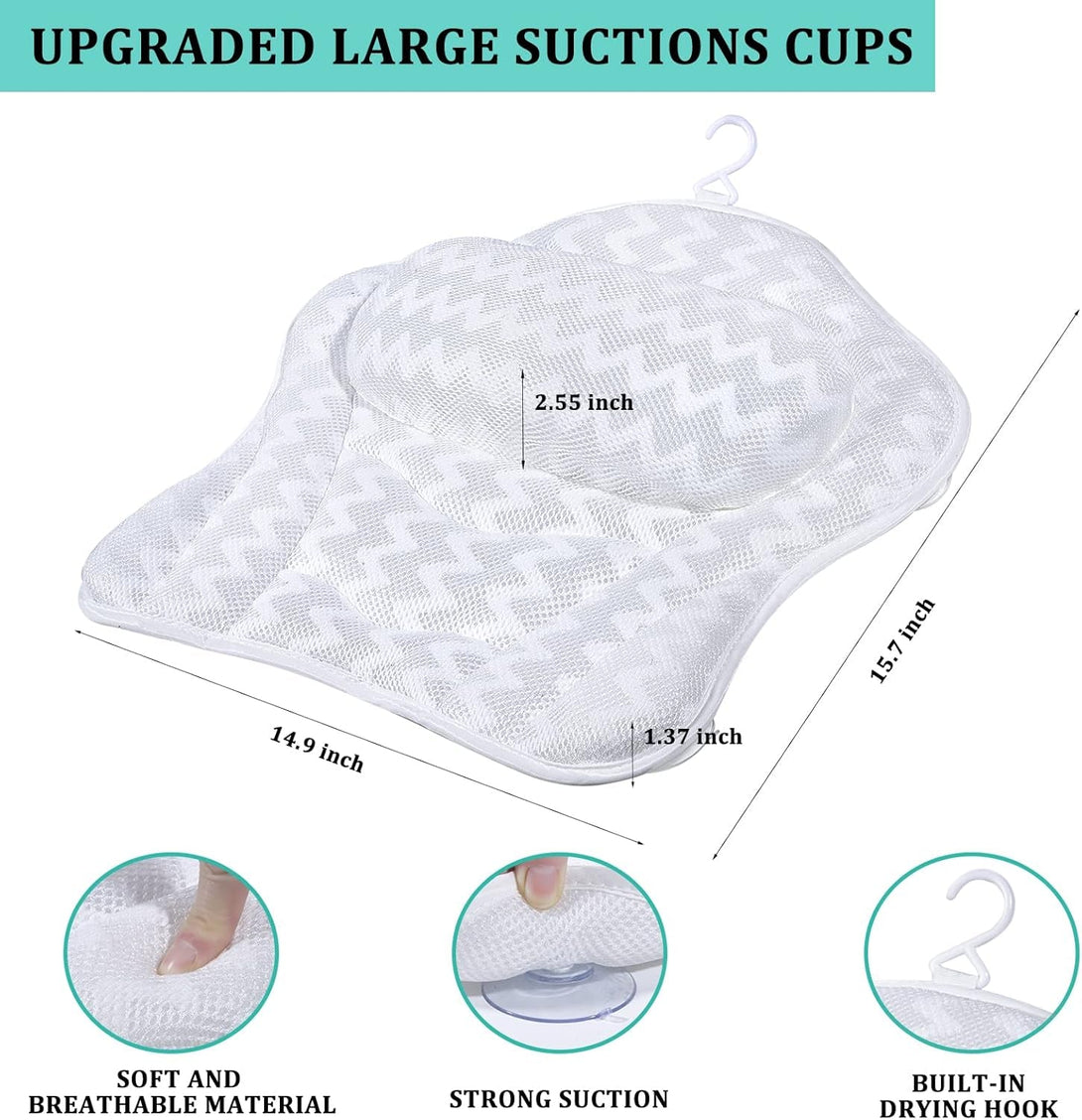 Bath Pillow, Tub Pillow for Bathtub with Strong Non-Slip Suction Cups and Comfortabl 3D Airmesh Bath Pillow for Women &Man…
