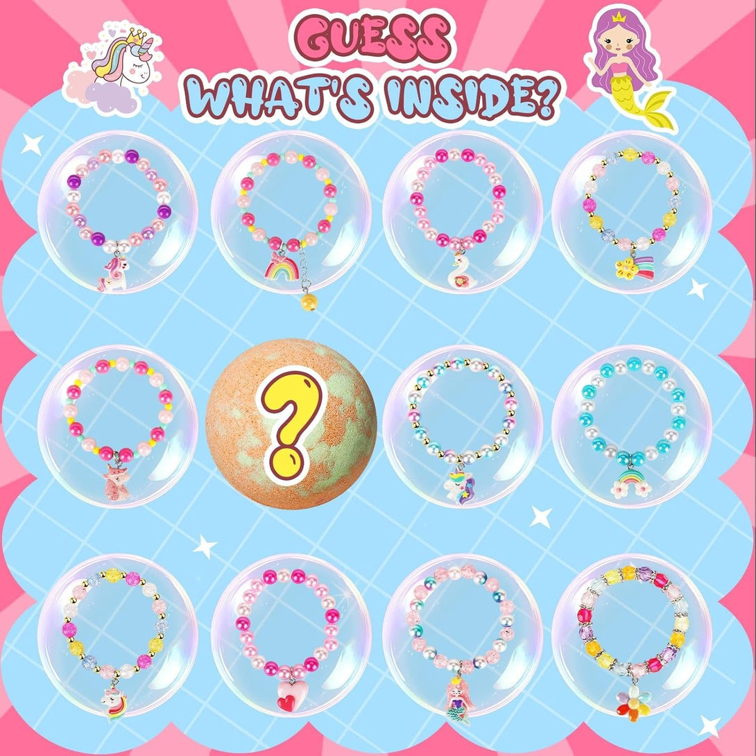 Unicorn Bath Bombs for Kids Girls with Bracelet Inside, Sanyi Bubble Bath Toys Birthday Gifts for 3/4/5/6/7/8 Year Old Girl Daughter Granddaughter Niece Sister Friend