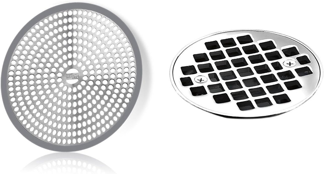 LEKEYE Shower Drain Hair Catcher/Bathroom Drain Cover/Tub Drain Protector/Drain Strainer/Stainless Steel and Silicone