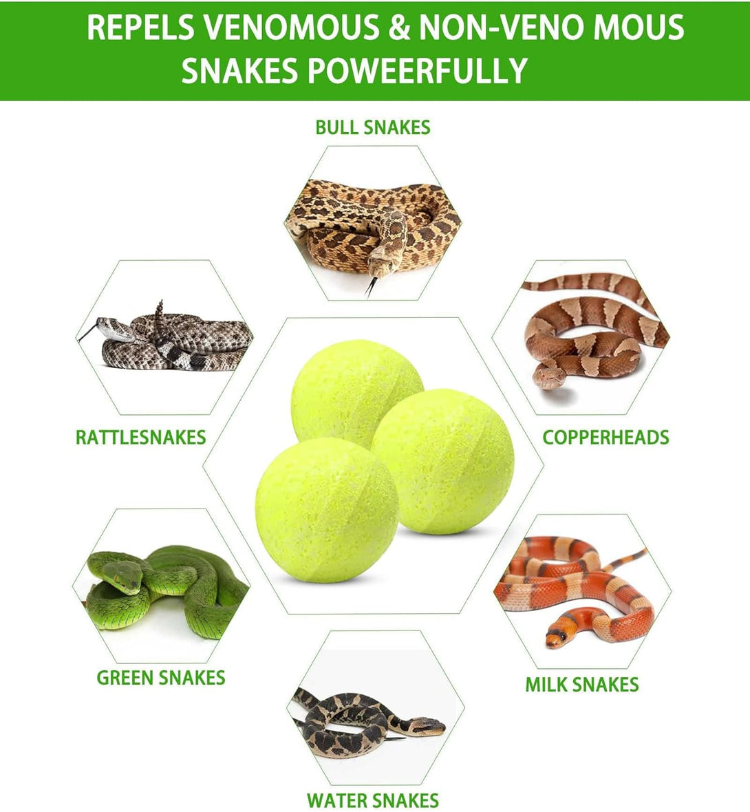 12 Pack Natural Snake Repellent Powerful Snake Away Repellent Balls for Yard Lawn Garden, Outdoors