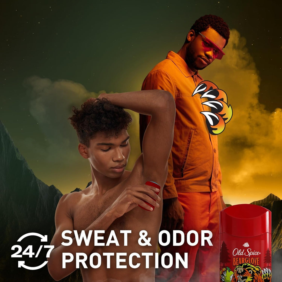Old Spice Aluminum Free Deodorant for Men, 24/7 Odor Protection, 24/7 Freshness & Lasting Scent, Goes on Clear, Bearglove with Crisp Orchard Scent, 2.6 Oz