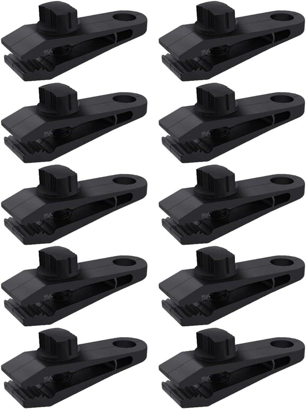 10 Pcs Heavy Duty Tarp Clips Shark Tent Fasteners Clips Holder for Car Covers, Outdoor Camping, Awnings, Swimming Pool Covers Black