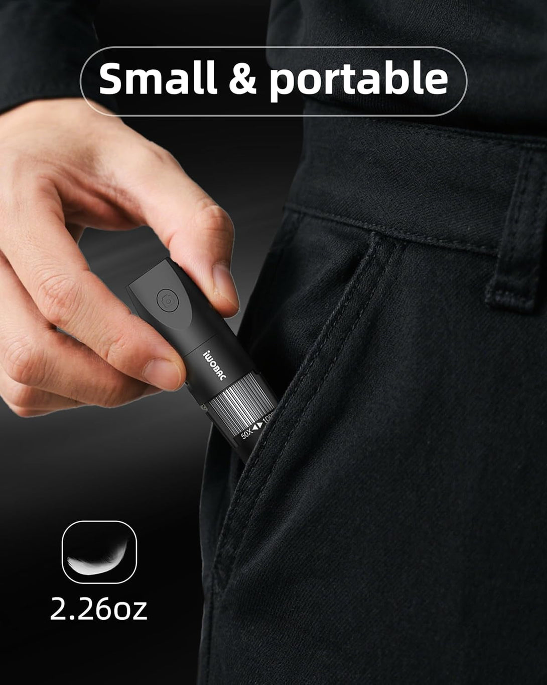 Digital Microscope Wireless Pocket Handheld USB Microscopes, 50X-1000X Zoom Fixed Focus HD Magnifier with Leds, Inspection Camera Compatible with Iphone, Android Phone, Macbook, Windows PC (Black)