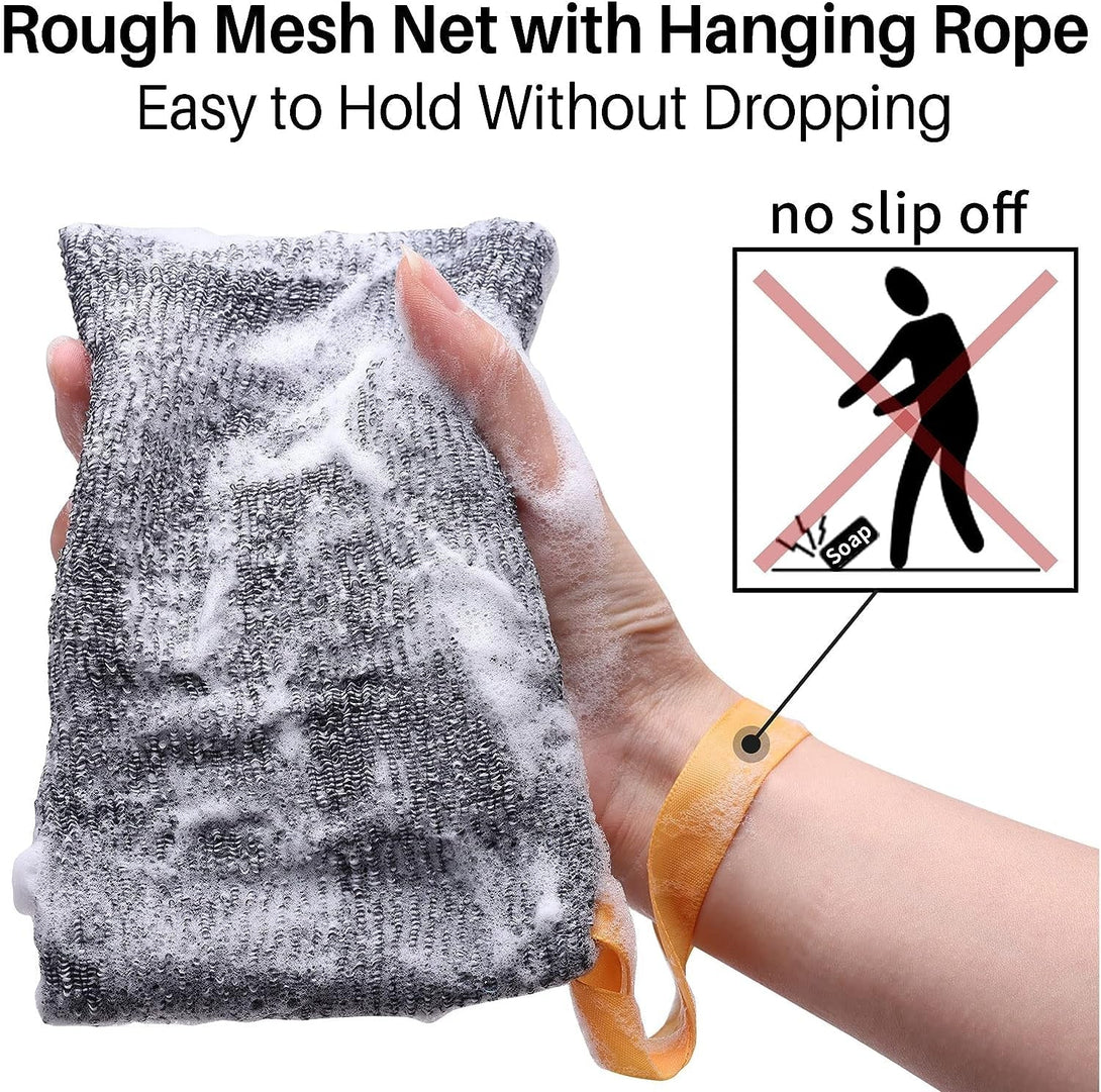 Antimbee 6-Pack Soap Pocket Exfoliating Soap Saver Pouch, Body Scrubber Rough Sponge Exfoliator for Bath or Shower, Gray Mesh Bar Soap Foam Lather Pouch