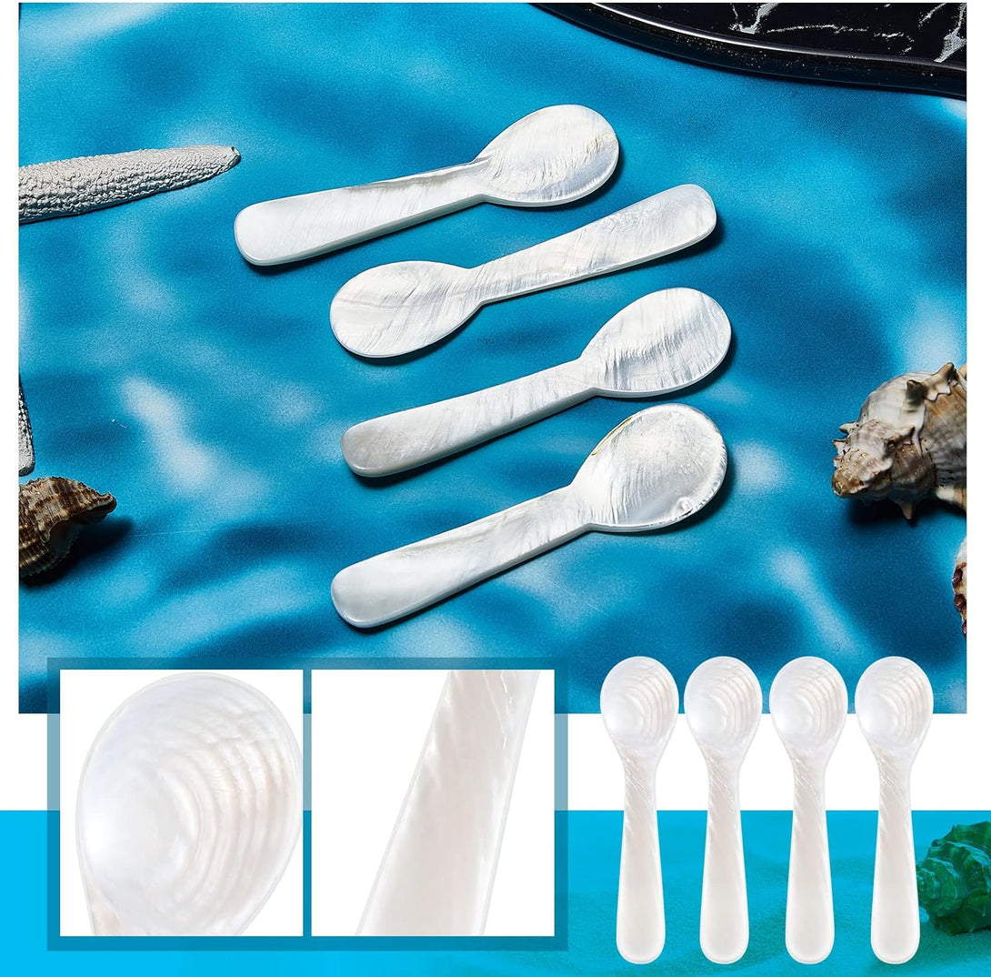 Set of Caviar Spoons Shell Spoon Mother of Pearl Caviar Spoons W round Handle for Caviar, Egg, Ice Cream, Coffee, Restaurant Serving (20 Pieces,2.83 Inches)