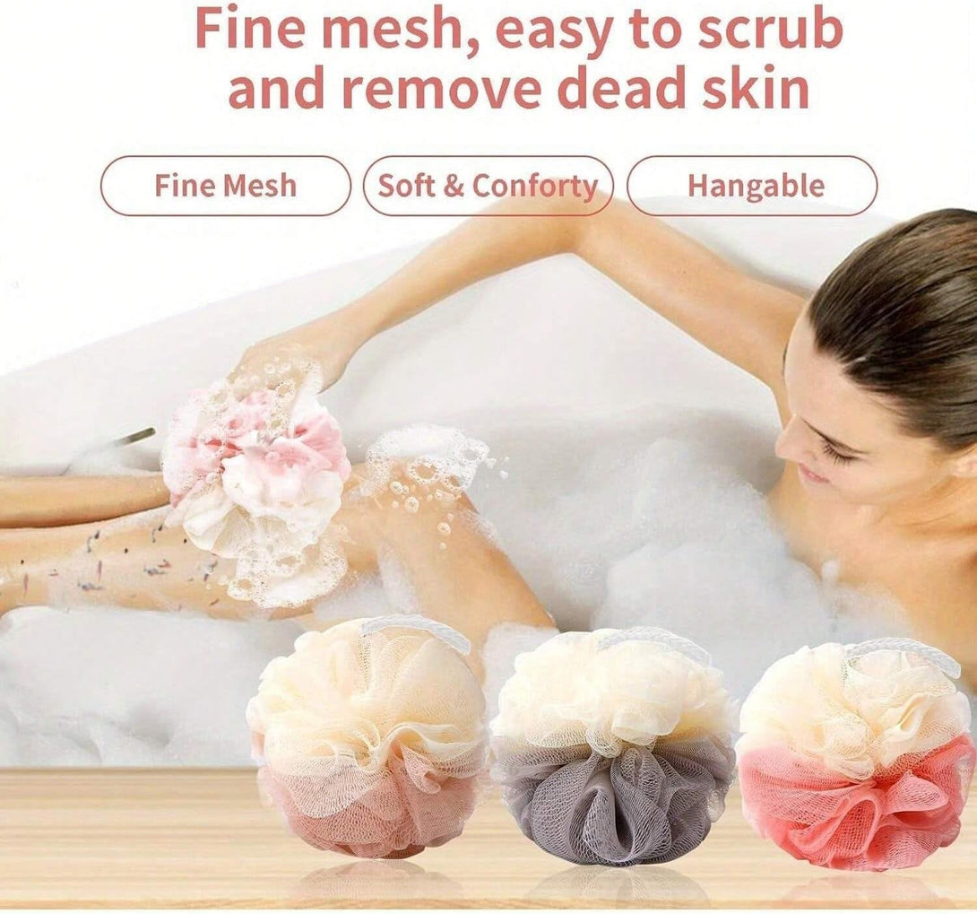 Loofah Sponge Pack of 4,Deep Cleansing Body Scrubber for Shower, Exfoliating Bath Sponge for Women and Men Bathing Accessories (50G)
