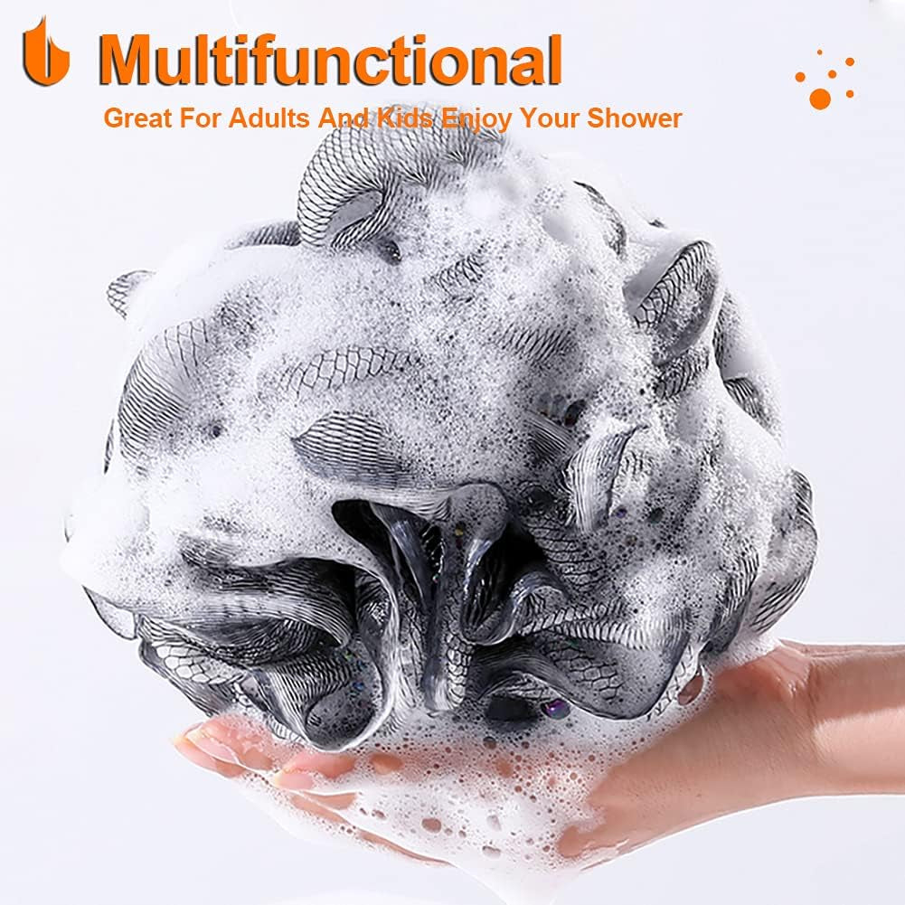 Urbanstrive Shower Bath Sponge XL 75G Soft Shower Loofahs Balls for Body Wash Men Women Bathroom Accessories, 1 Pack, Black