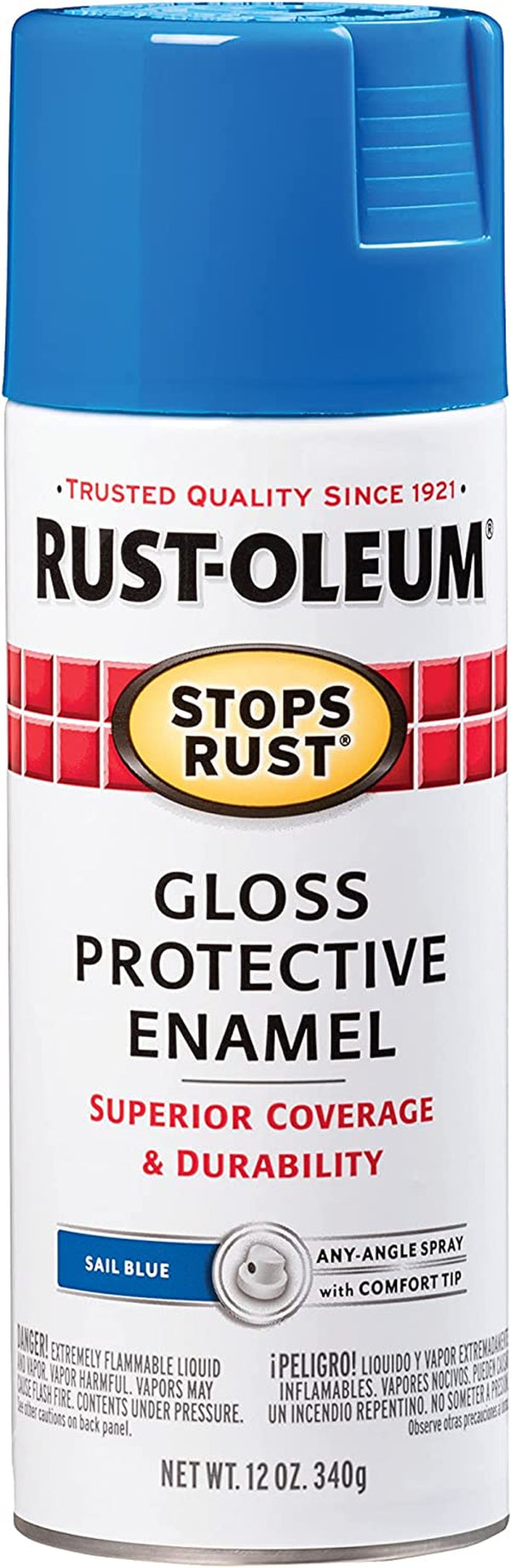 Rust-Oleum 7724830 Stops Rust Spray Paint, 12 Oz, Gloss Sail Blue