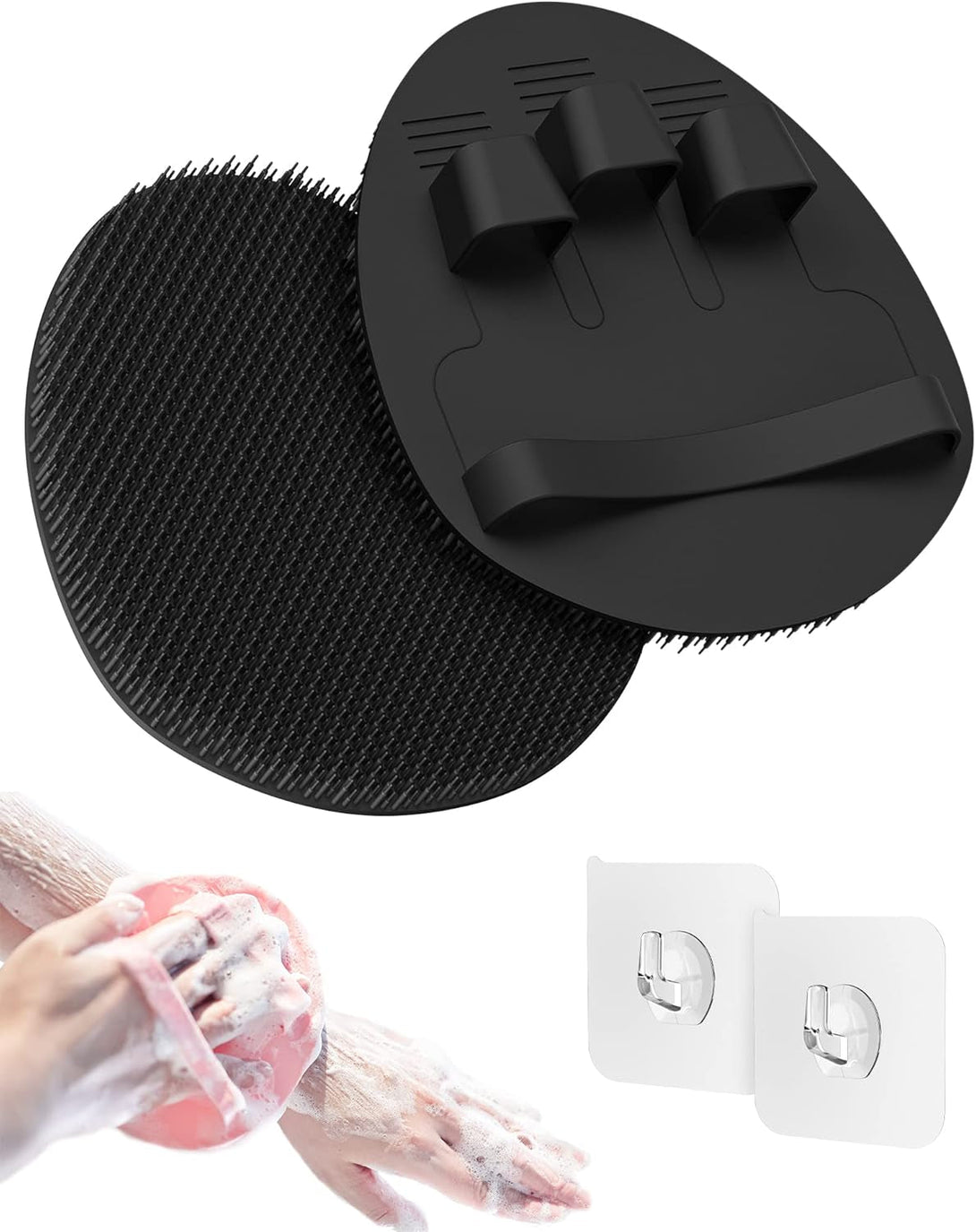 Manmihealth Soft Silicone Shower Brush, Super-Lathering and Deep-Cleaning Body & Face Scrubber, Gentle Exfoliating Bath Glove for All Skin Types(Black*2)