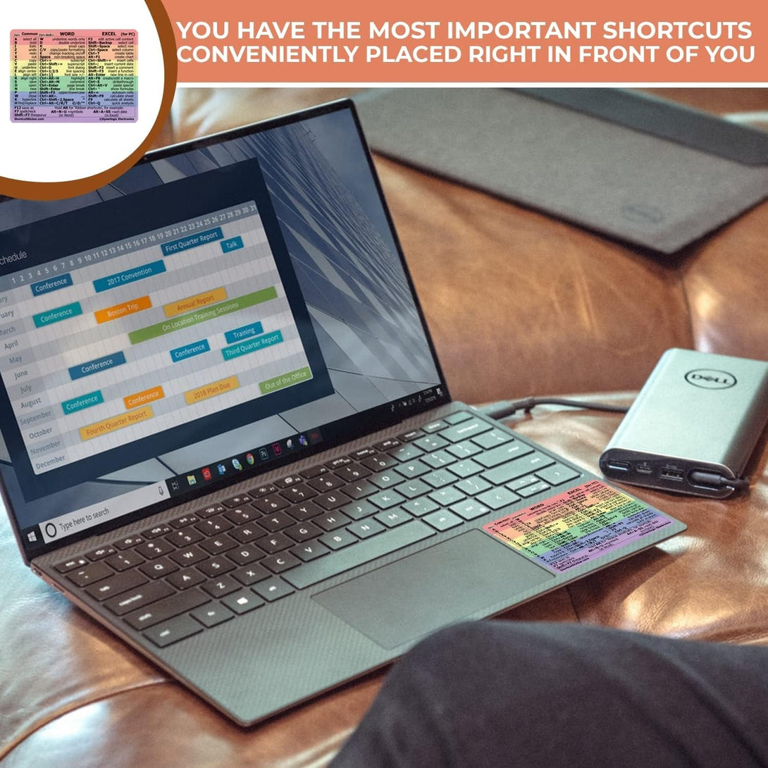 Synerlogic Word/Excel Windows Shortcut Sticker | Reference Guide Keyboard Shortcuts | Work from Home Essentials | Excel Shortcuts Cheat Sheet Laminated No-Residue Vinyl (Rainbow/Small)