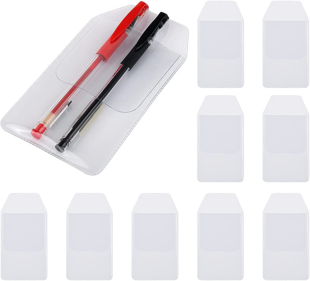 DS. DISTINCTIVE STYLE Shirt Pocket Protector 10 Pieces PVC Pocket Protectors for School Hospital Office Supplies (Clear)