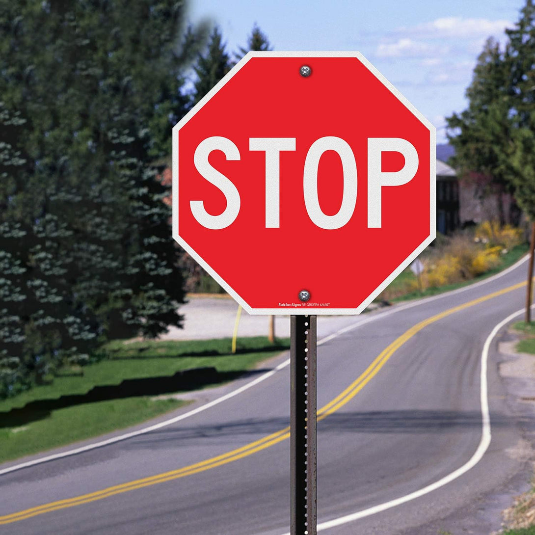 Stop Sign, Street Slow Warning Reflective Signs, 12 X 12 Inches Octagon, .040 Rust Free Aluminum, UV Protected and Waterproof, Weather Resistant, Durable Ink, Easy to Mount